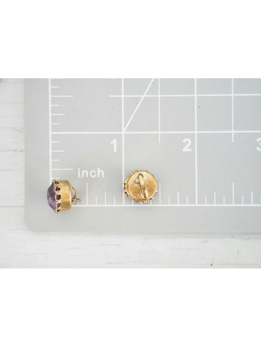 Vintage Purple Glass Crown Buttons Lot of 6